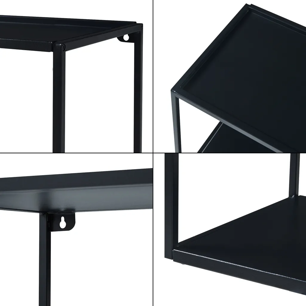 Étagère murale en acier noir Notodden 90cm avec structure résistante - 5