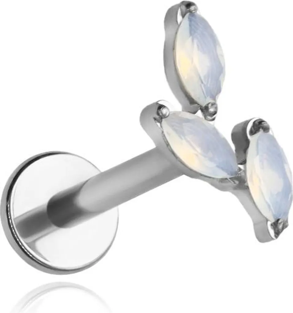 Boucle d'oreille hypoallergénique en titane et zircone laiteuse 1,2/6