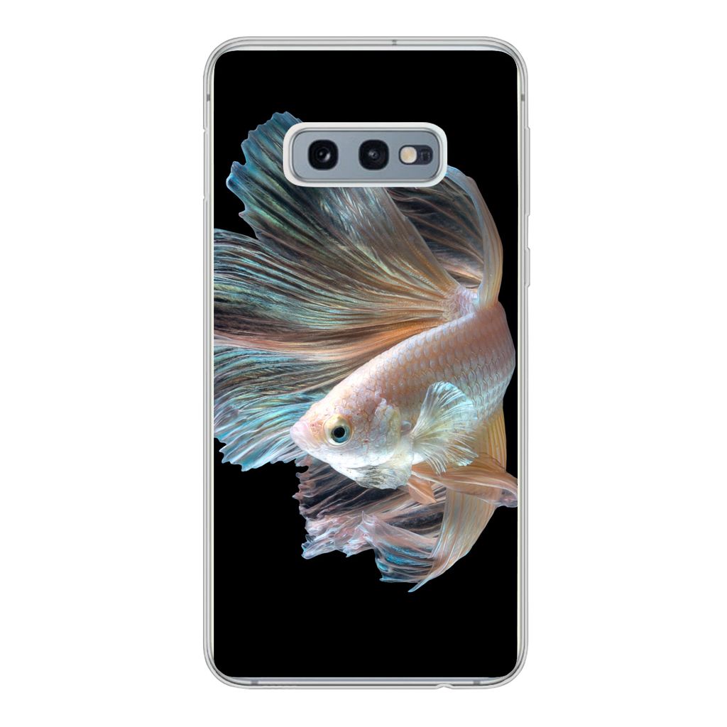 MuchoWow Handyhülle Schutzhülle Hülle für Samsung Galaxy S10e Fisch - Schwanz - Schwarz Silikon Softcase Handy Hülle - Handy
