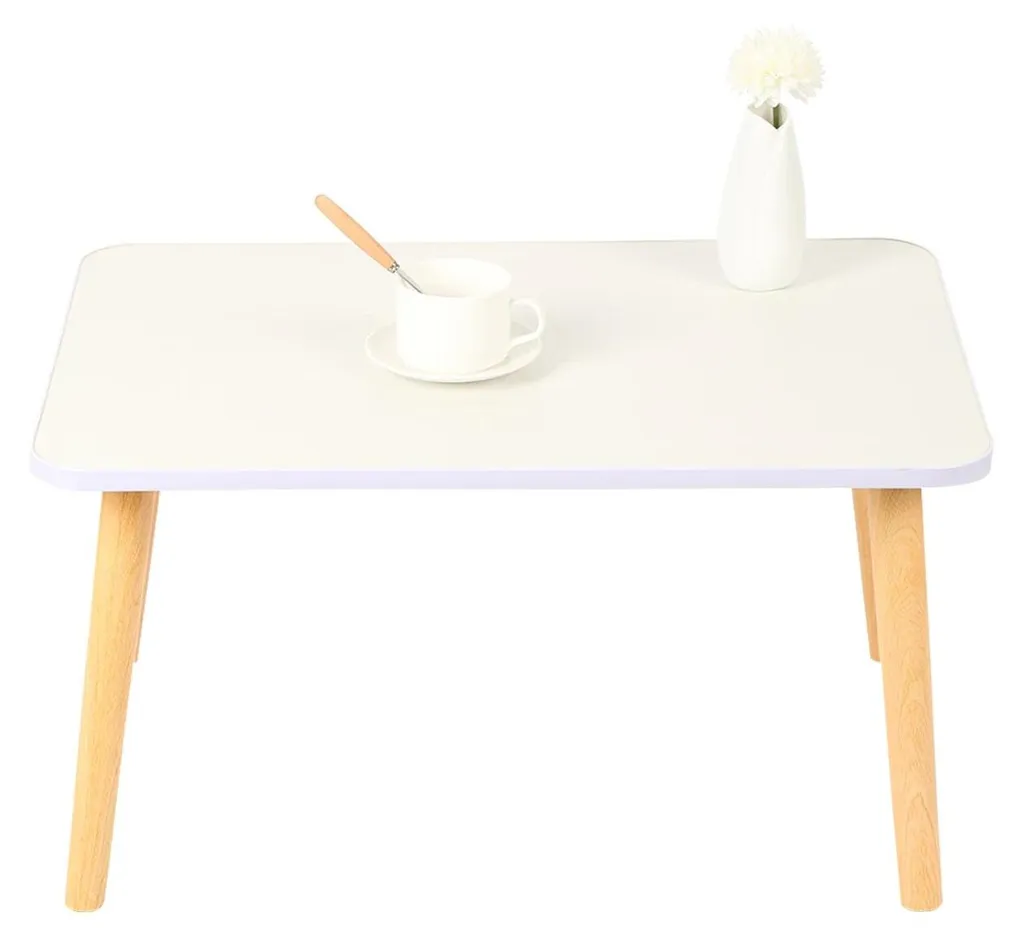 Table basse compacte pour petit salon 60x40 cm bois blanc moderne