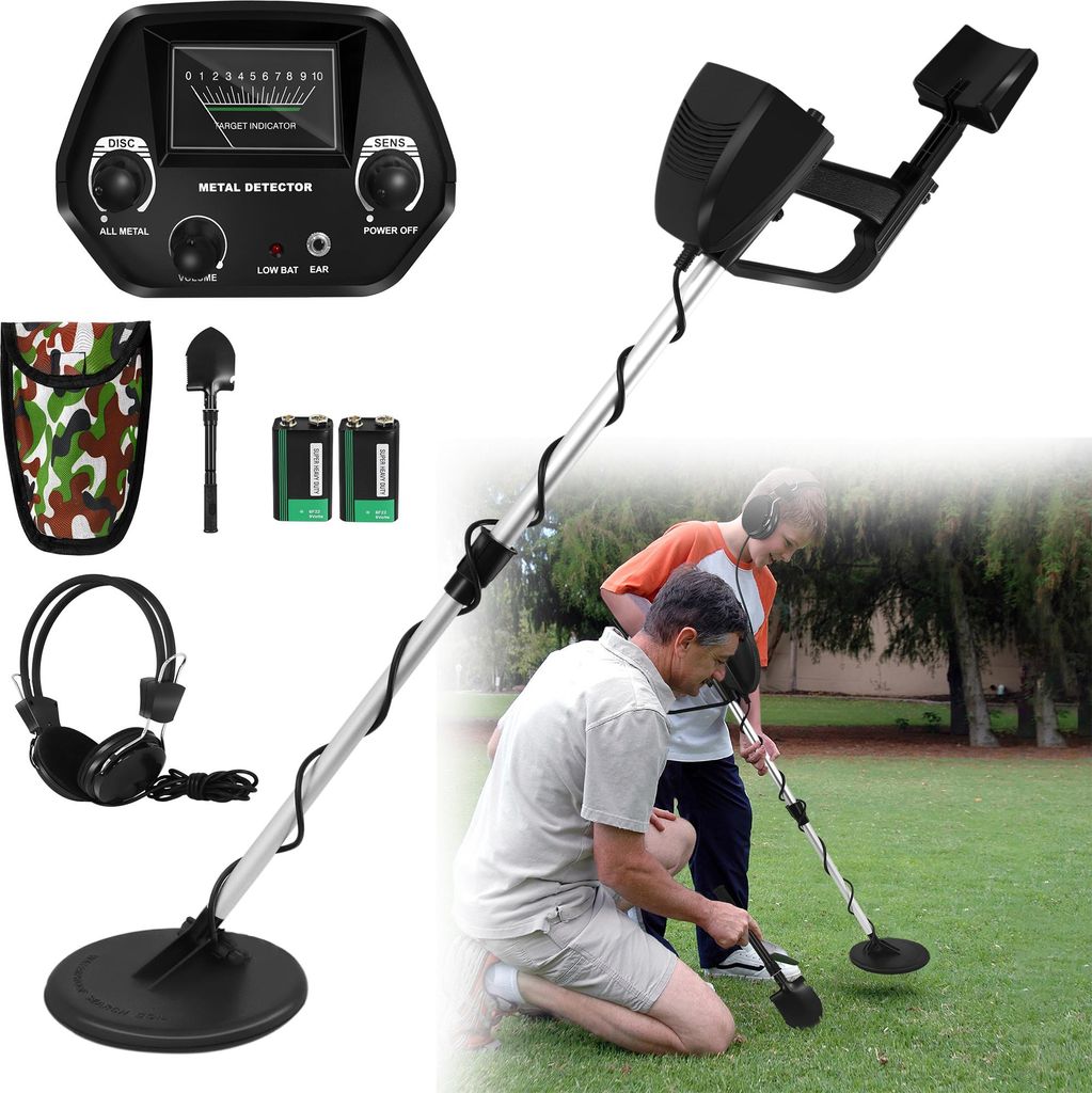 XINZI Metalldetektor für Kinder, Leichter Metalldetektoren Set mit Hoher Genauigkeit,Digger Schaufel und Tasche, Höhenverstellbare 50-78cm