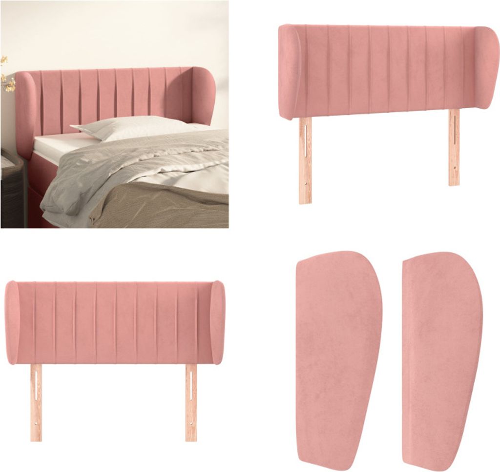 vidaXL Kopfteil mit Ohren Rosa 93x23x78/88 cm Samt - Kopfteil - Kopfteile - Bett-Kopfteil - Bettkopfteil