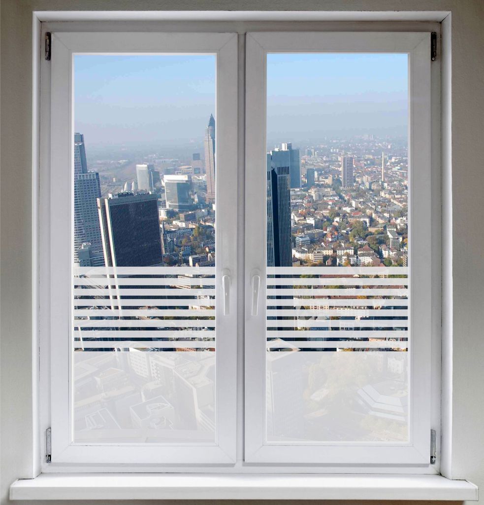 INDIGOS UG Fensterfolie Sonnenschutz Sichtschutzfolie Glasdekorfolie Stripes satiniert blickdicht - 600mm Breite x 500mm Höhe