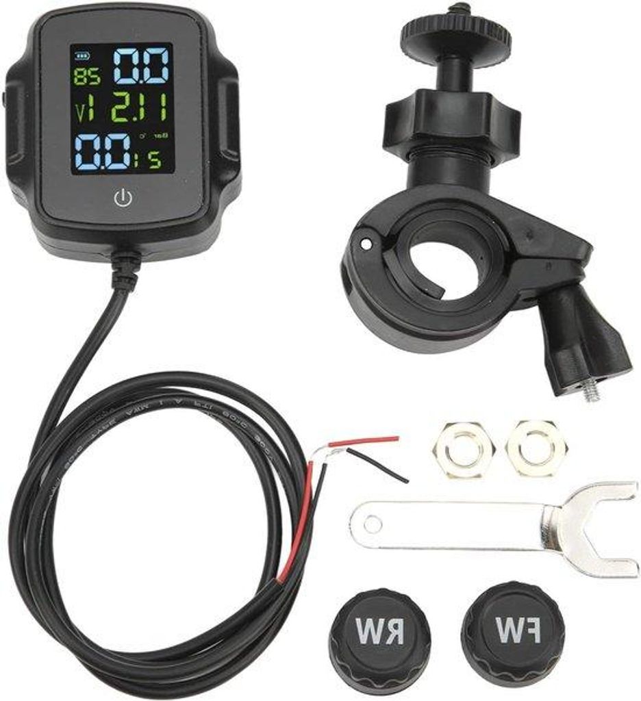 Motorrad- und Fahrrad-TPMS-System mit Sensoren - Drahtloses 12V-System für Motorrad und Fahrrad - mit USB-Ladefunktion - Effiziente Reifendruckanz...