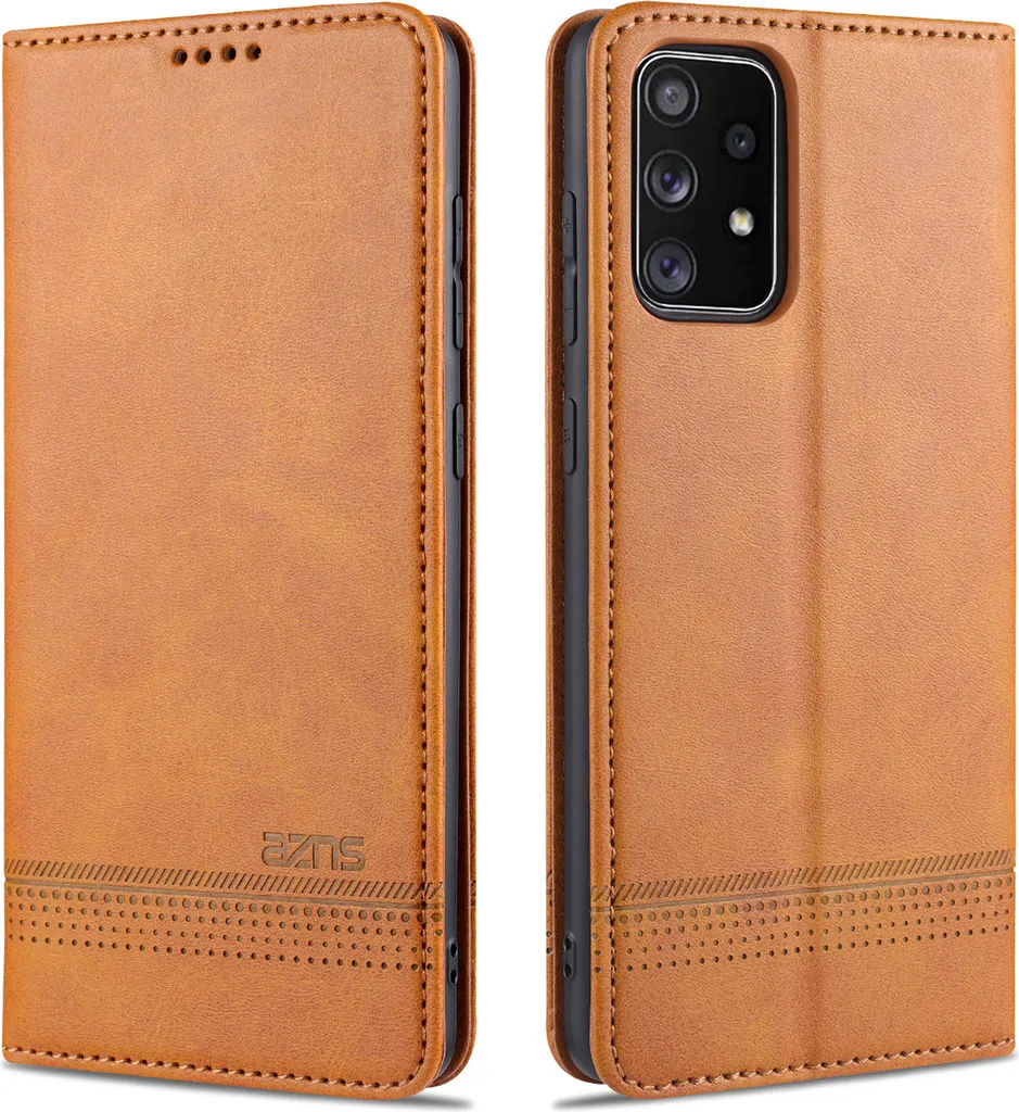 Custodia Samsung A72 Anti-Urto Marrone Pelle Portafoglio Robusta - 1