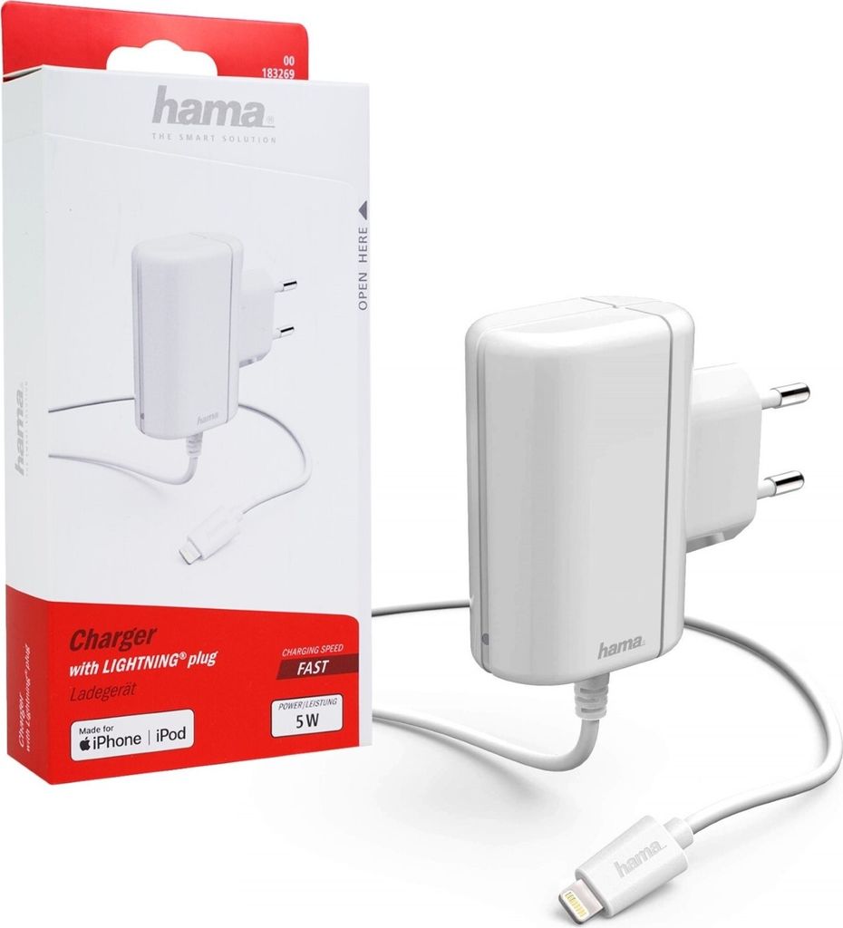 Hama Ladegerät, Lightning, 1 A, Weiß Produktbild 