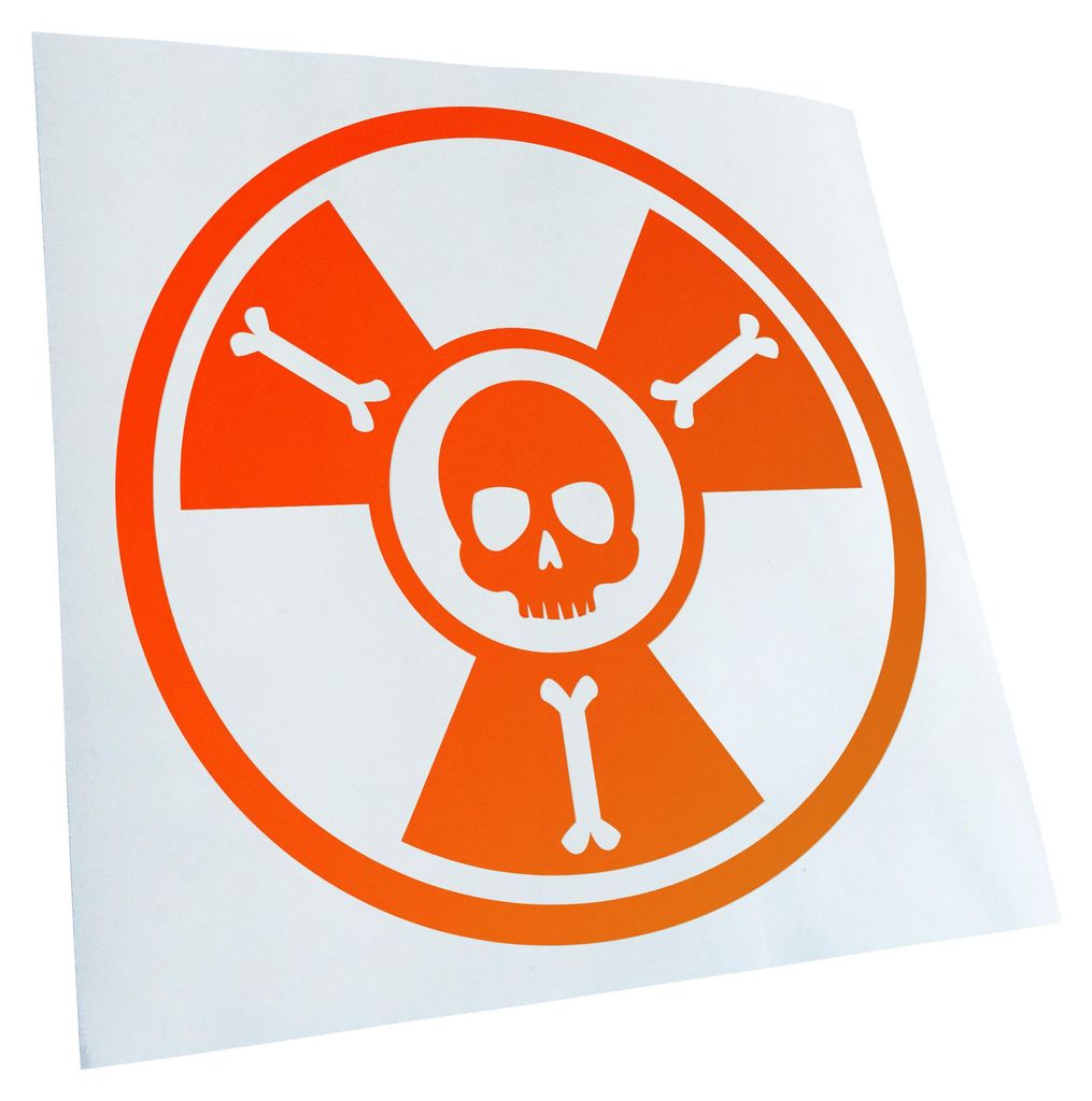 Kiwistar - Autoaufkleber - Atomsymbol Totenkopf - Neonorange - 24x24cm - Aufkleber für Auto, Laptop, Fahrrad, LKW, Motorrad mehrfarbig JDM Decal R...