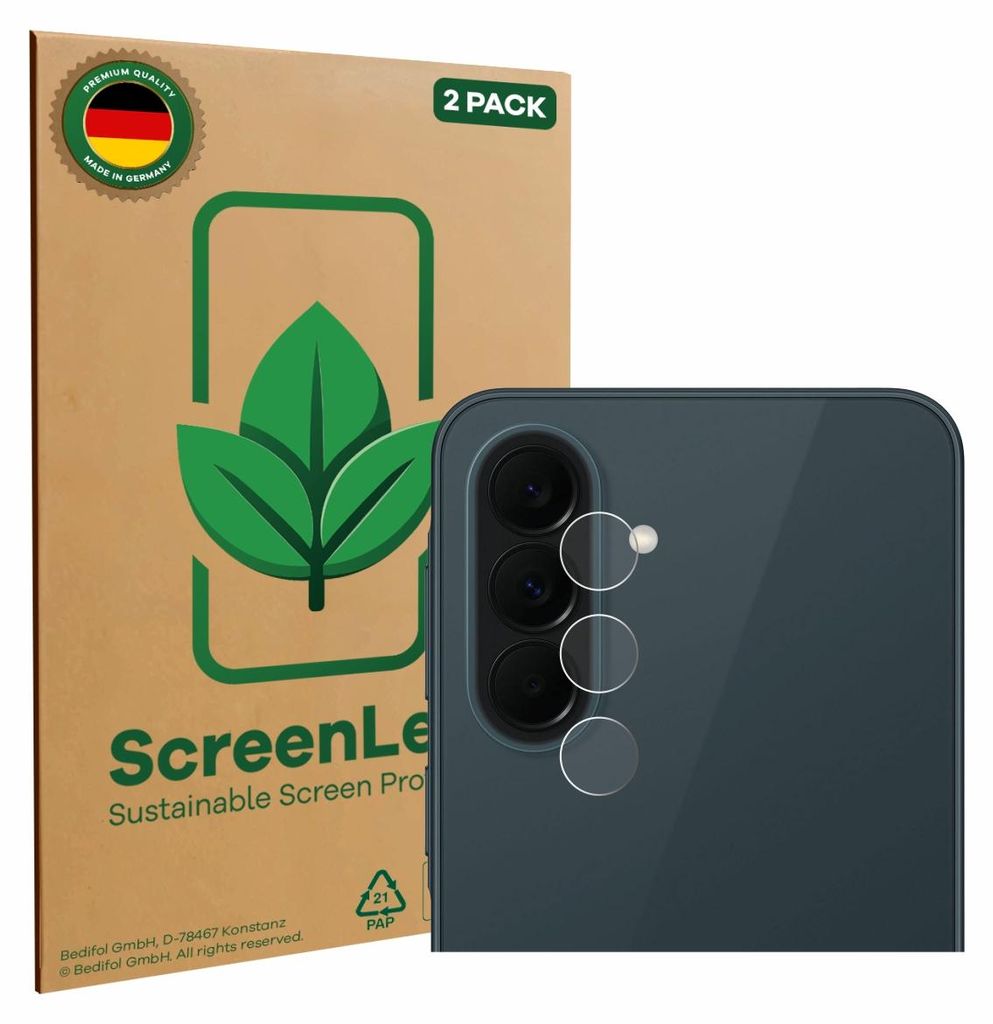 2x ScreenLeaf Schutzfolie für Samsung Galaxy A37 5G (NUR Kameraschutz) nachhaltiger Displayschutz Display Schutz Folie Klar Transparent