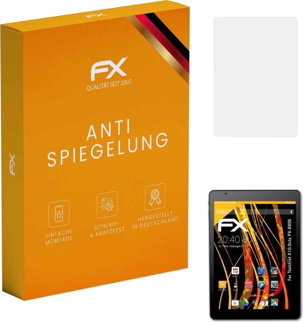 atFoliX FX-Antireflex 2x Schutzfolie kompatibel mit Touchlet X10.Octa (PX-8896) Displayfolie