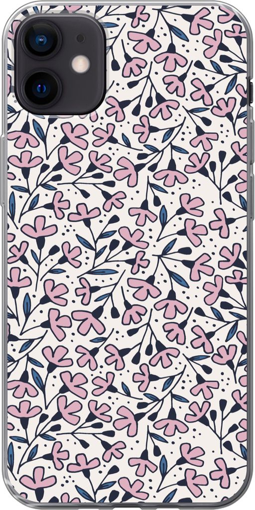 MuchoWow Handyhülle Schutzhülle Hülle für Telefoonhoesje iPhone 12 mini Mädchen - Blumen - Rosa - Muster - Mädchen - Kinder - Mädchen Sili...