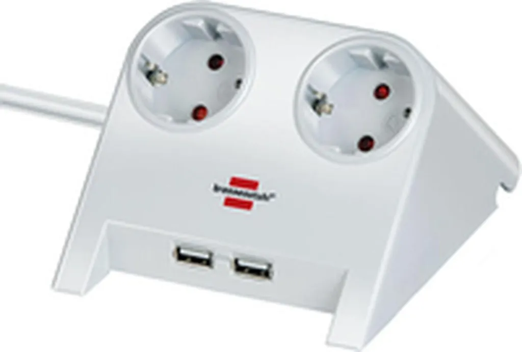 Brennenstuhl 1153520222 Hub Alimentazione 3600W 2 USB Desktop Bianca
