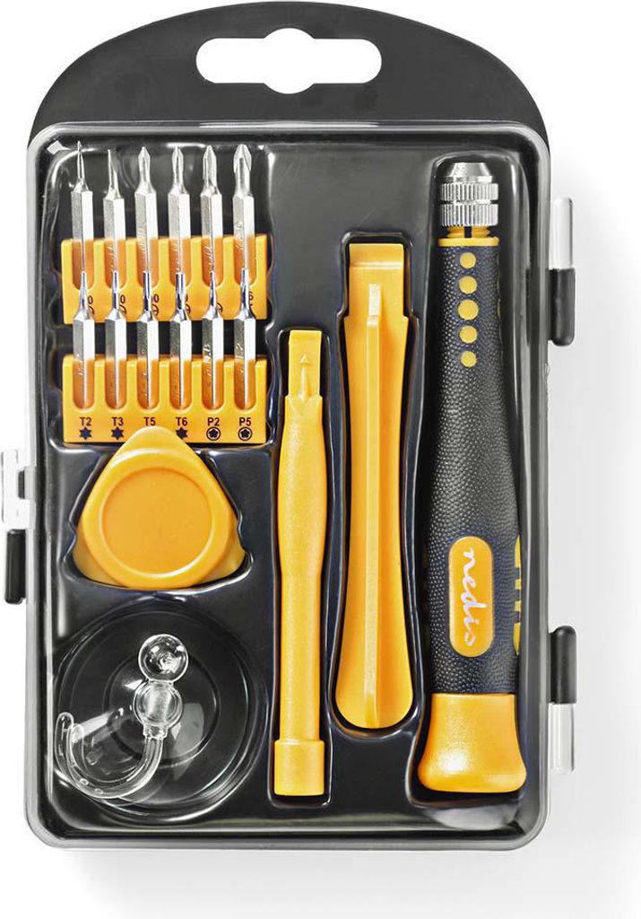 Nedis Phone/tablet repair set - 17-in-1 - PC / Smartphone / Tablette - ABS / Metall - Philips Bits - Geschlitzt Bits - Pentalobe Bits - Tri-wing bits