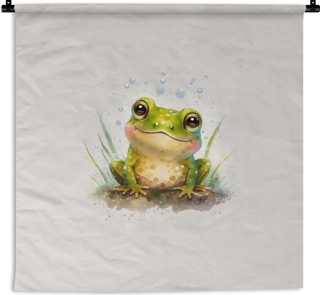 MuchoWow Wandteppich Wandbehang Frosch - Grün - Aquarell - Tiere - Junge - Mädchen 150x150 cm Tapisserie Dekoration Wandtuch - Wohnaccessoires ...