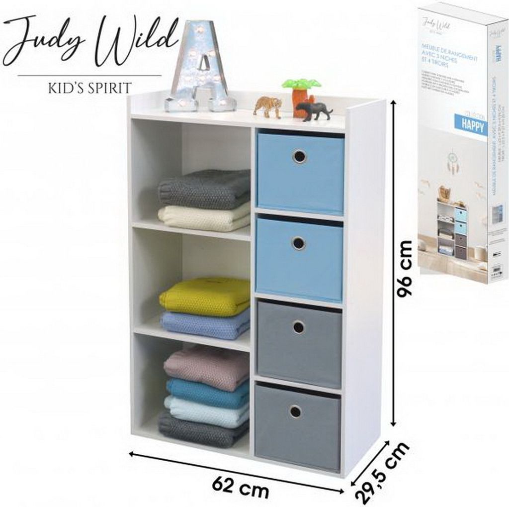 Judy Wild Kinder Holzregal 62 x 29,5 x H96 cm Kinderregal Produktbild 