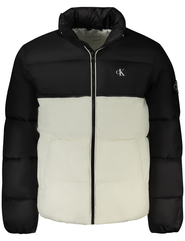 Weiße Herrenjacke aus recyceltem Material mit Kontrastelementen