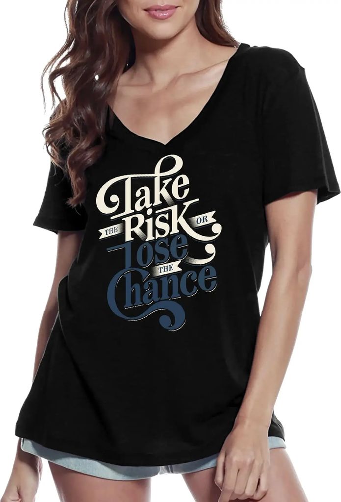 Damen Grafik T-Shirt V-Ausschnitt Das Risiko eingehen oder Lobbyarbeit – Take The Risk Or Lobby – Öko-Verantwortlich Vintage Jahrgang Kurzarm ...