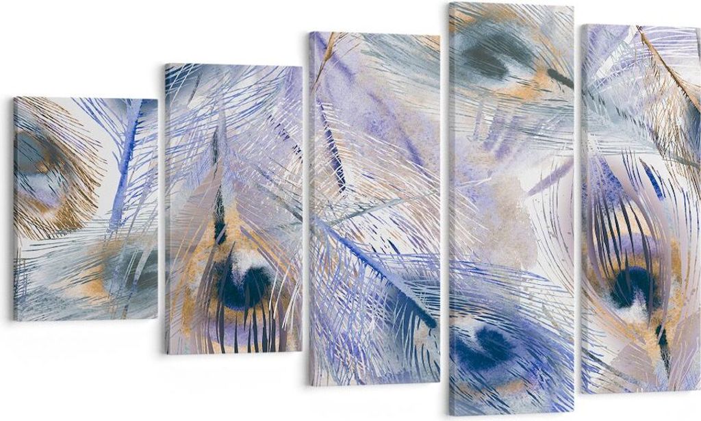 Bild auf Leinwand - Leinwandbild - Pfau Feder modern - 100x60cm - Wand Bild - Wanddeko - Wandbilder - Leinwanddruck - Bilder - Kunstdruck - Wanddek...