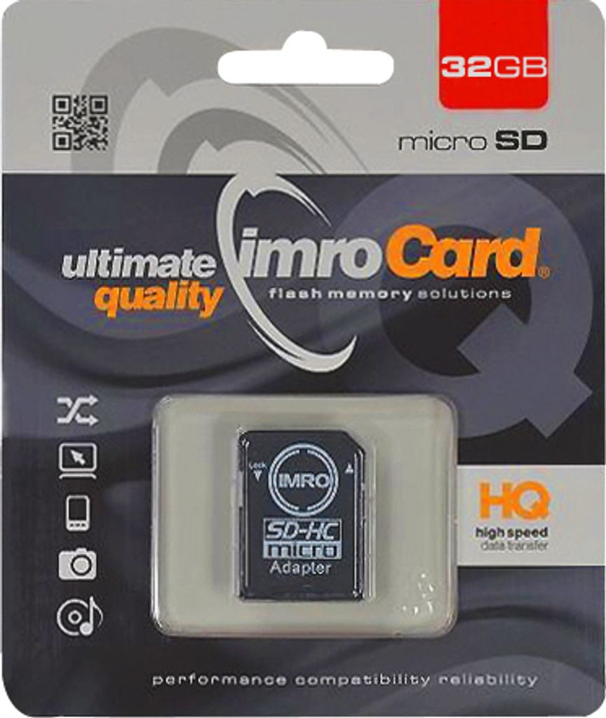 Paměťová karta Imro microSDHC 32 GB třída 10 UHS-I s SD Obrázek produktu 