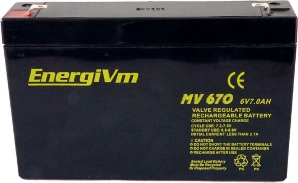 Bleiakku EnergiVm MV670 6V 7.0Ah
