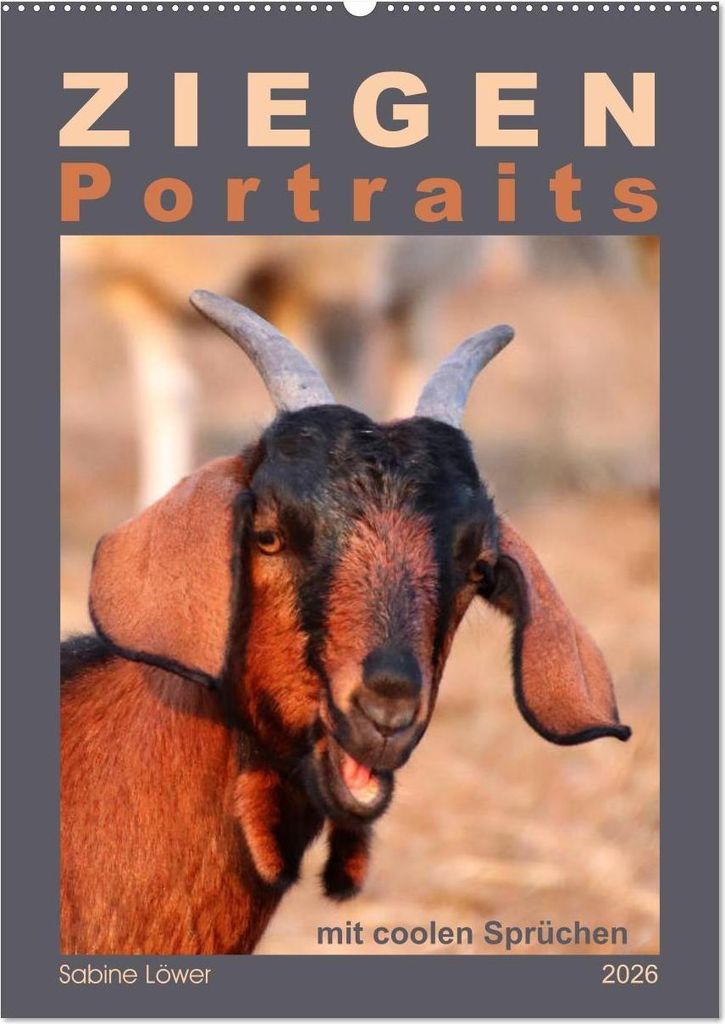 Ziegenportraits (Wandkalender 2026 DIN A2 hoch), CALVENDO Monatskalender