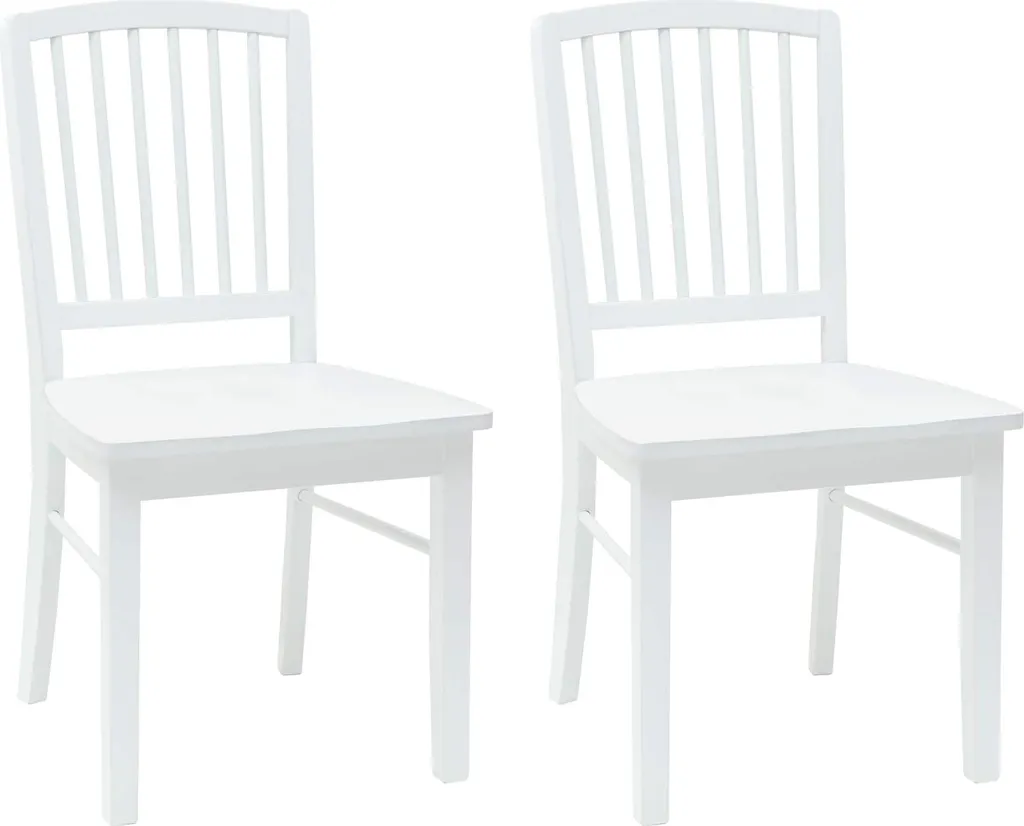 Lot de 2 chaises de cuisine blanches en bois de caoutchouc massif - vidaXL