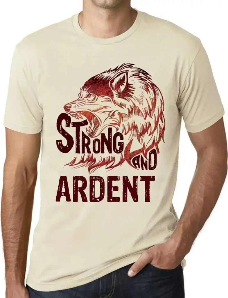 Herren Grafik T-Shirt Starker Wolf und leidenschaftlich – Strong Wolf And Ardent – Öko-Verantwortlich Vintage Jahrgang Kurzarm Lustige Druck