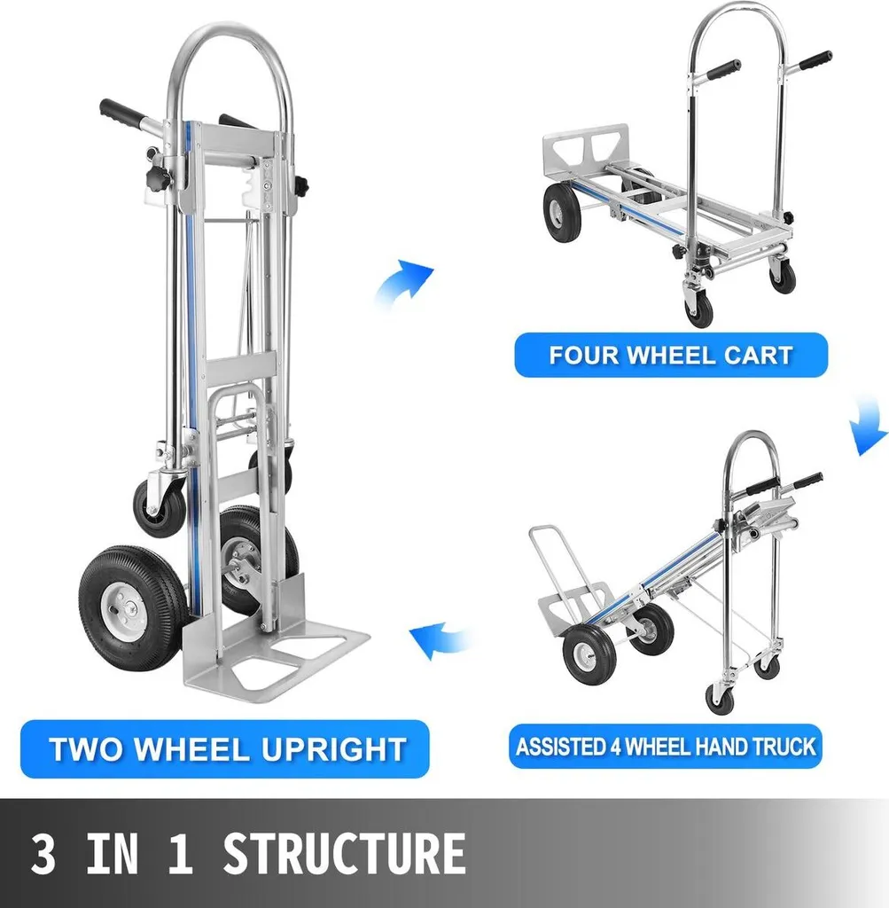 Chariot à main robuste en aluminium 3 en 1 avec plateau télescopique - 4