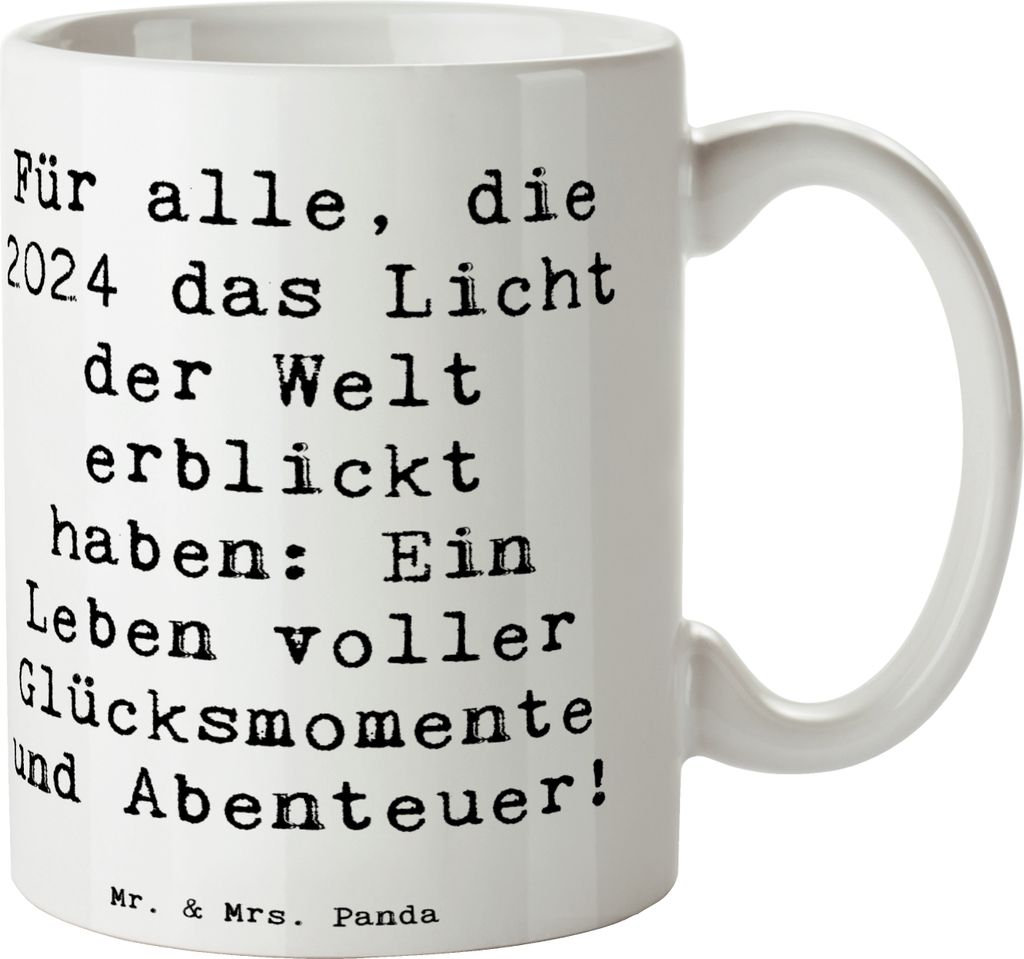 Mr. & Mrs. Panda Keramiktasse Spruch 2024 Geburtstag Glücksmomente - Weiß - Geschenk, schöne tasse, Kaffeebecher, Geburt, Geburtstagsgeschenk, P...