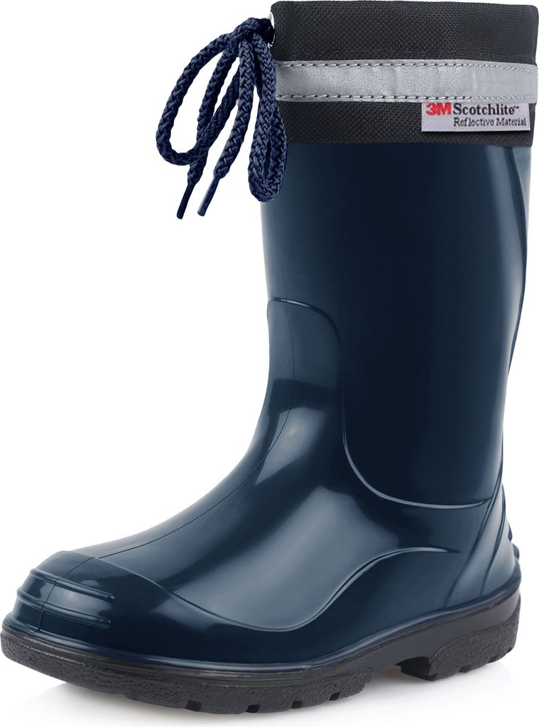 Ladeheid Kinder Mädchen Jungen Gummistiefel mit Stulpe LA-972 (Dunkelblau/Schwarz, 28 EU)