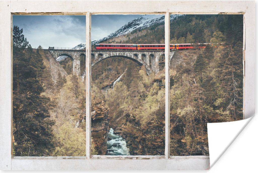 MuchoWow Poster Aussicht - Brücke - Berg 60x40 cm - Schlafzimmerdekoration