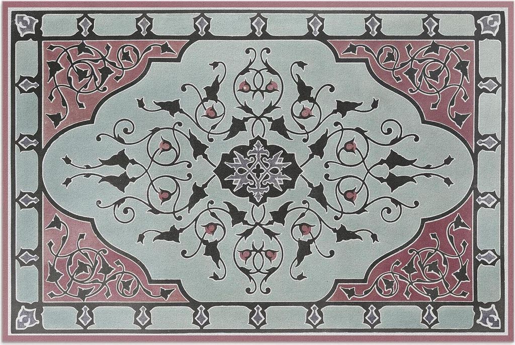Ornamentales Rosa von Sir Matthew Digby Wyatt – Vinylteppich – 120x180 cm – Outdoor Teppich – Terrasse – Wetterfest – Modern