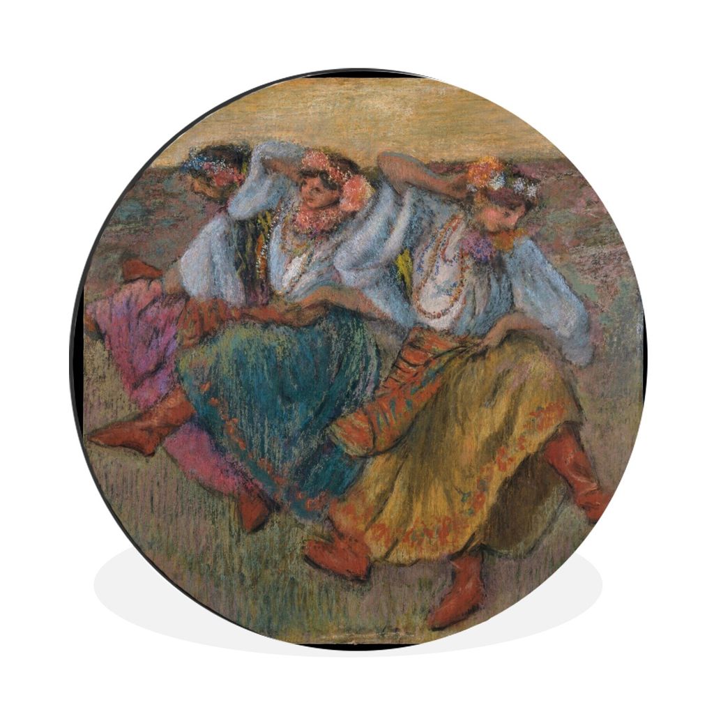 MuchoWow Aluminium Wandkreis Russische Tänzerinnen - Gemälde von Edgar Degas Ø 90 cm Wanddeko Modern Wohnzimmer - Mauerkreis - Wandbilder - Ru...