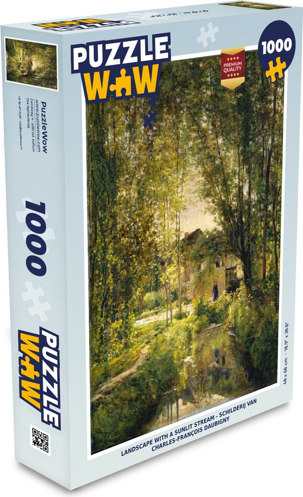MuchoWow Puzzle 1000 Teile Landschaft mit einem sonnenbeschienenen Bach - Gemälde von Charles-François - Spielzeug - Alt und Jung - Spiele - Pu...