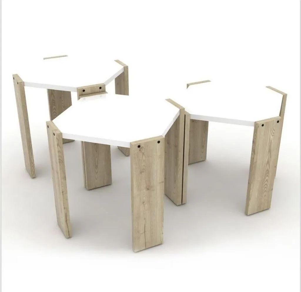 Set 3 Tavolini da Salotto Hansel Rovere e Bianco | Arredo Design Nido