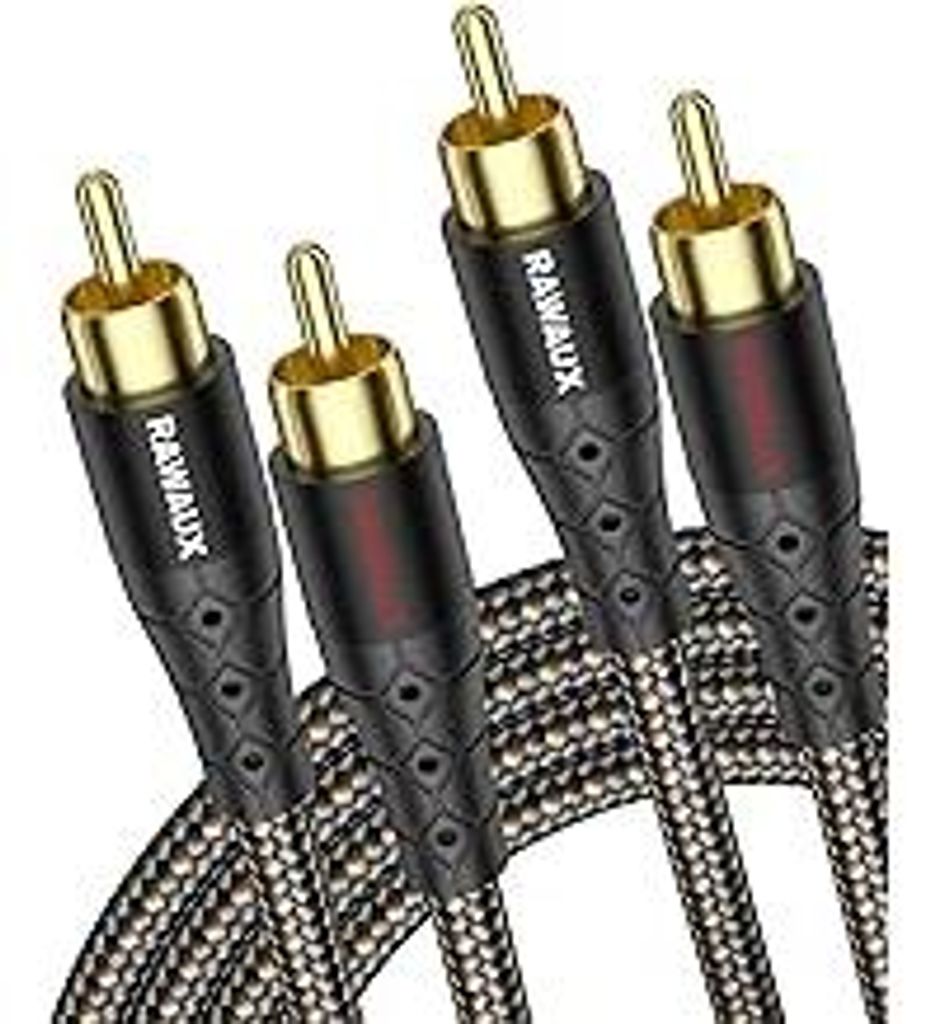 Cinch Audio Kabel 1M, 2x Chinch Stecker zu 2x Chinch Stecker Stereo Audio Subwoofer Kabel HiFi 2 RCA Cable Vergoldet Geflochten für Heimkino, TV, ...