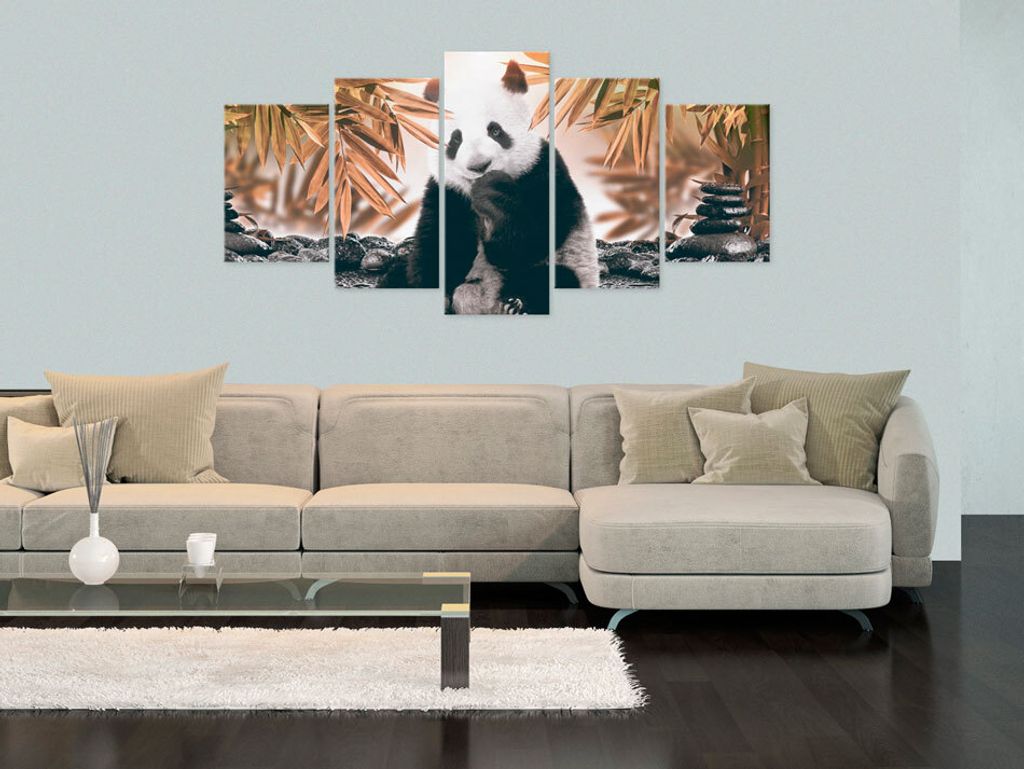 Akustikbild Tier Panda 200x100 cm 5-teilige Bilder Akustikschaum Hochleistungsschallabsorber Schallschutz Leinwand 5 tlg Wandbild Raumakustik Schal...