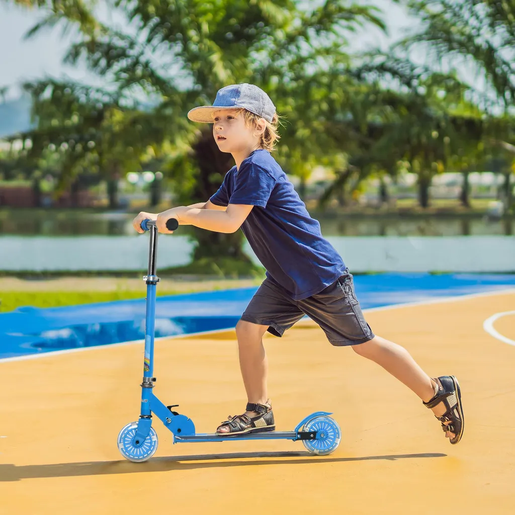 Trottinette 3 Roues AODI 2-10 Ans – 2 En 1 Siège/Debout, Pliable, Roues LED, Hauteur Réglable
