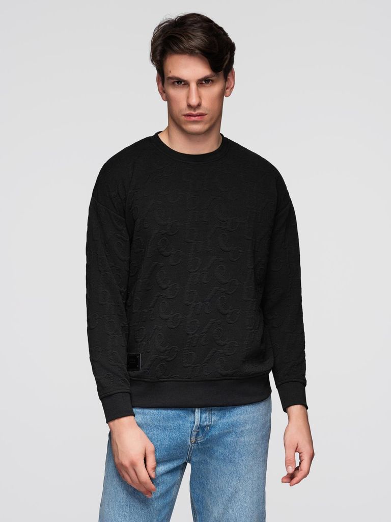 Männer RELAXED FIT Hoodie mit geprägten Buchstaben - schwarz V1 B1712