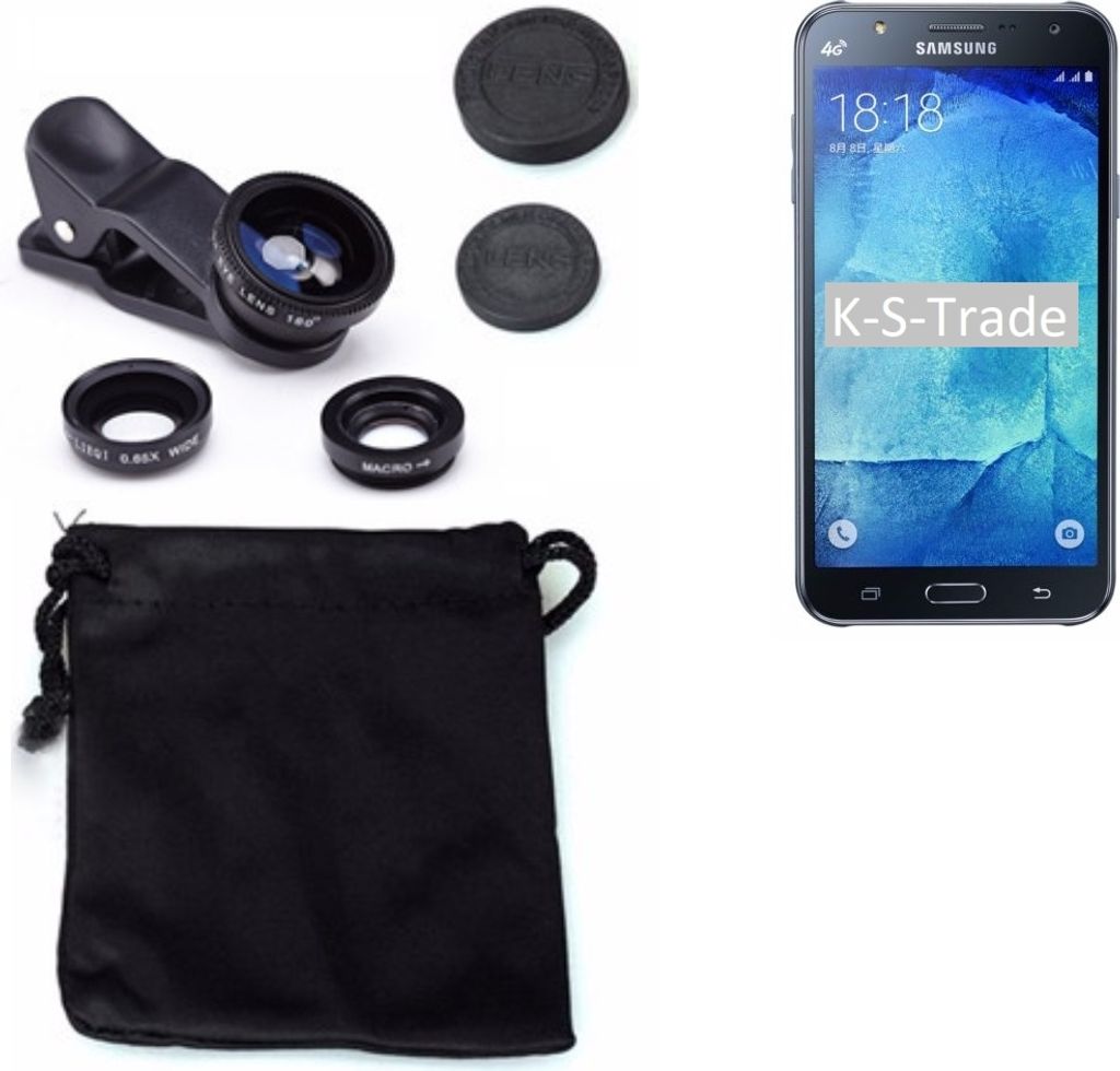 K-S-Trade Smartphone Kamera Linsen Set Kompatibel mit Samsung Galaxy J7 3in1 Clip-On Kamera Adapter Macro Weitwinkel FishEye Fischauge Objektiv Linse