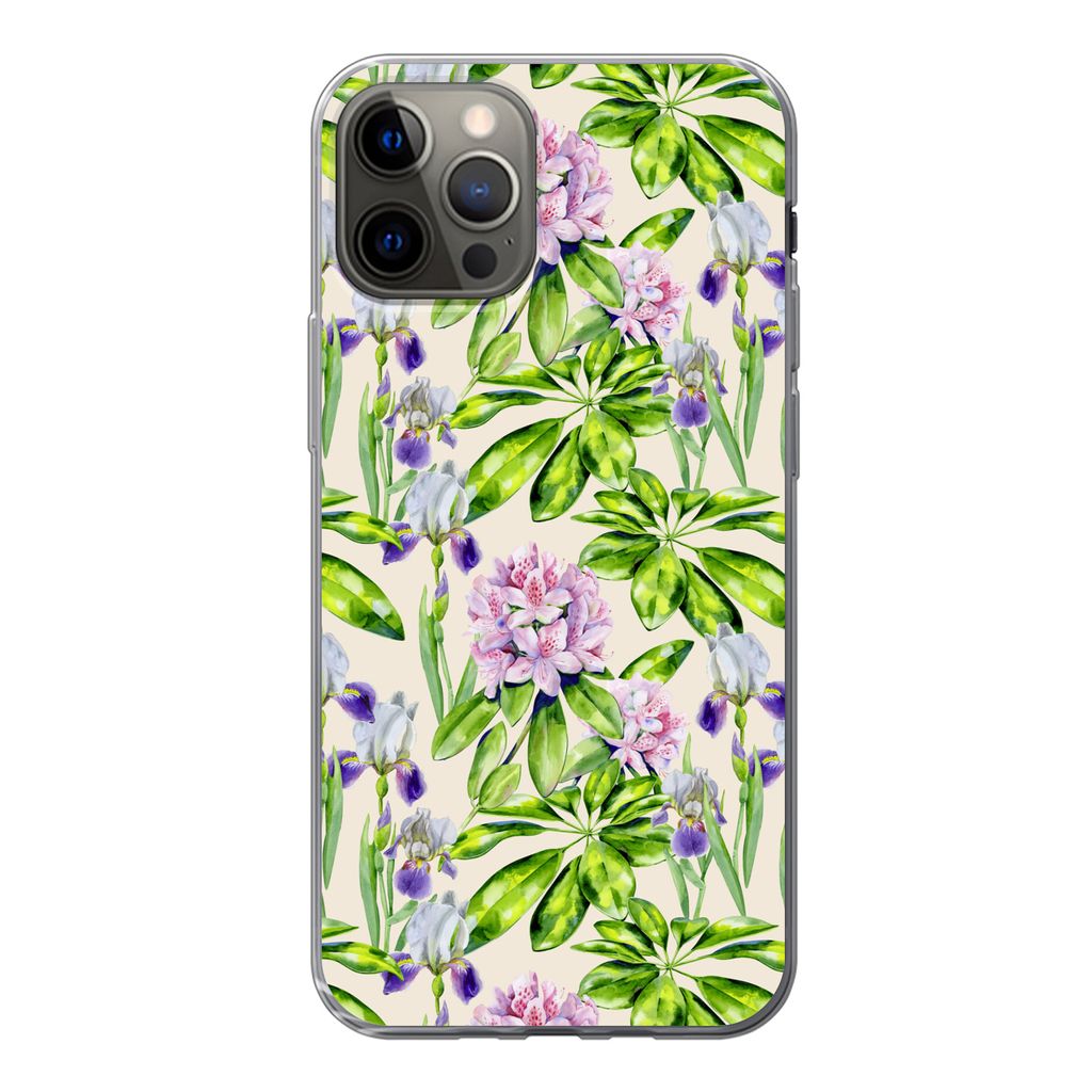 MuchoWow Handyhülle Schutzhülle Hülle für iPhone 13 Pro Hortensie - Blatt - Blüte Silikon Softcase Handy Hülle - Handy-Tasche