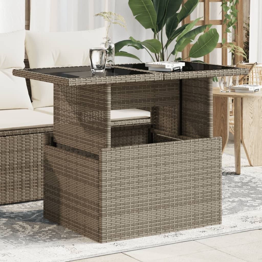 vidaXL Zahradní stůl se skleněnou deskou šedý 100x55x73 cm Obrázek produktu 