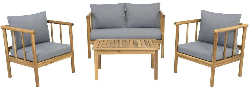 Gartenmöbel aus Holz mit inbegriffenen Kissen "Milano" - 4 Sitzplätze - Grau