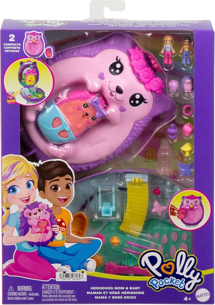Polly Pocket Mama & Baby Igel Handtaschen-Spielset mit 2 Produktbild 