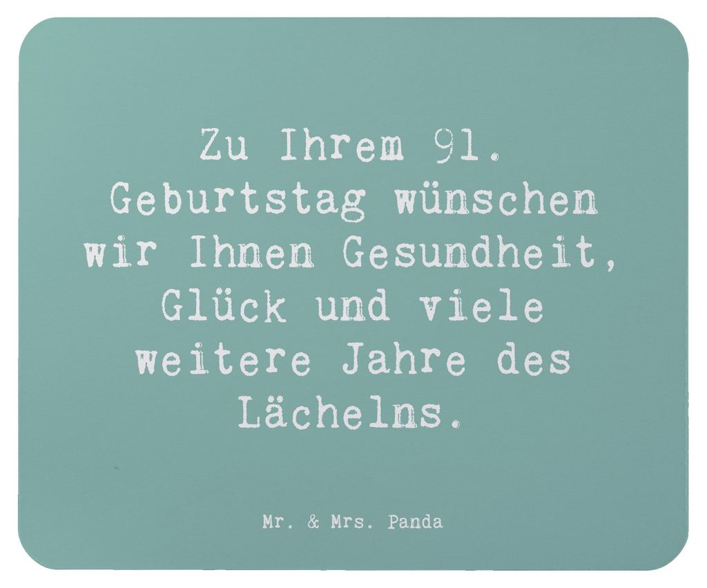 Mr. & Mrs. Panda Mauspad Spruch 91. Geburtstag - Meeresbrise - Geschenk, Mouse Pad, Alter, Glückwünsche, pc mausunterlage, liebevolle Wünsche zu...
