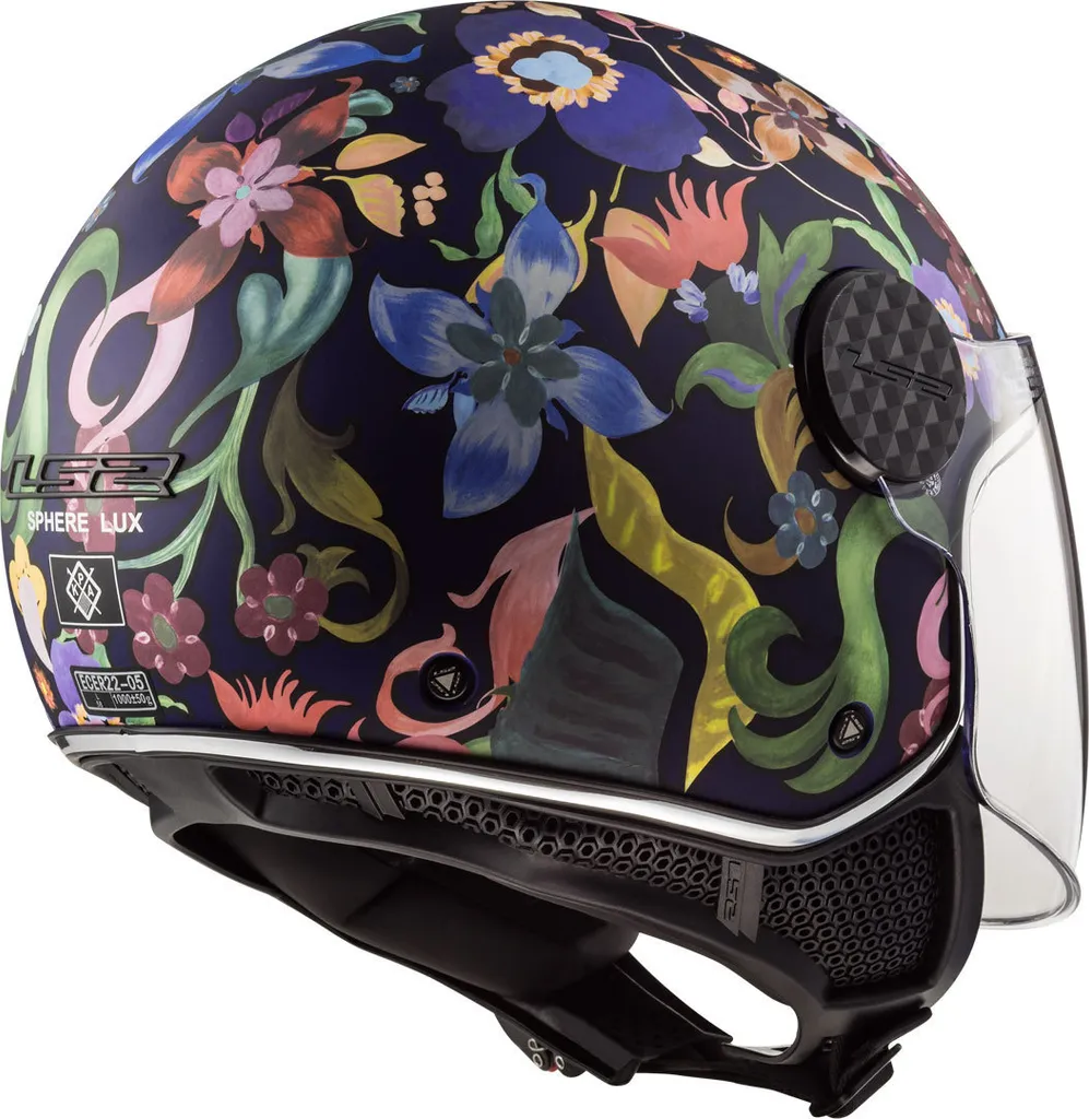 Casque scooter LS2 Sphere Lux Bloom Deco Noir idéal pour la ville