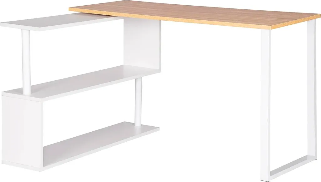 Bureau d'angle en L chêne clair et métal 120x100 cm style industriel