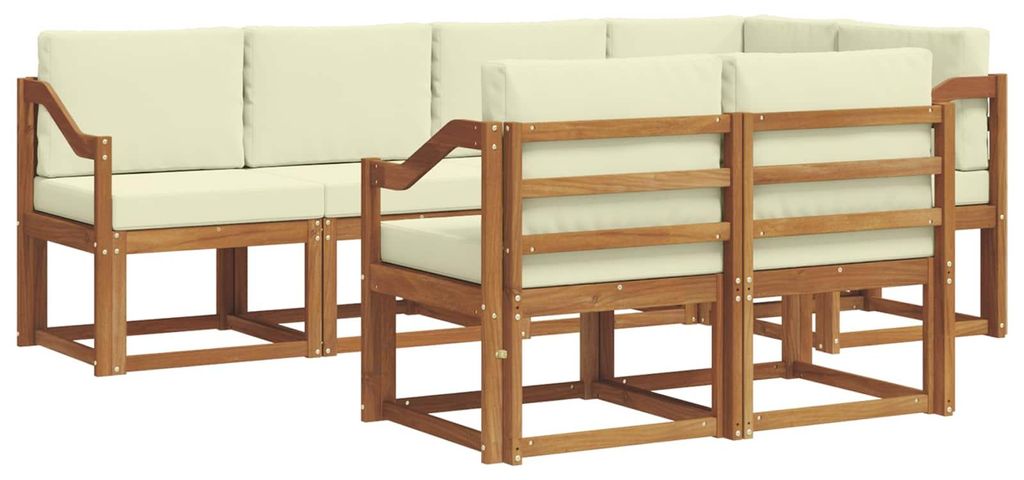vidaXL Outdoor-Sofagarnitur mit Kissen 7 pcs Natur und Creme