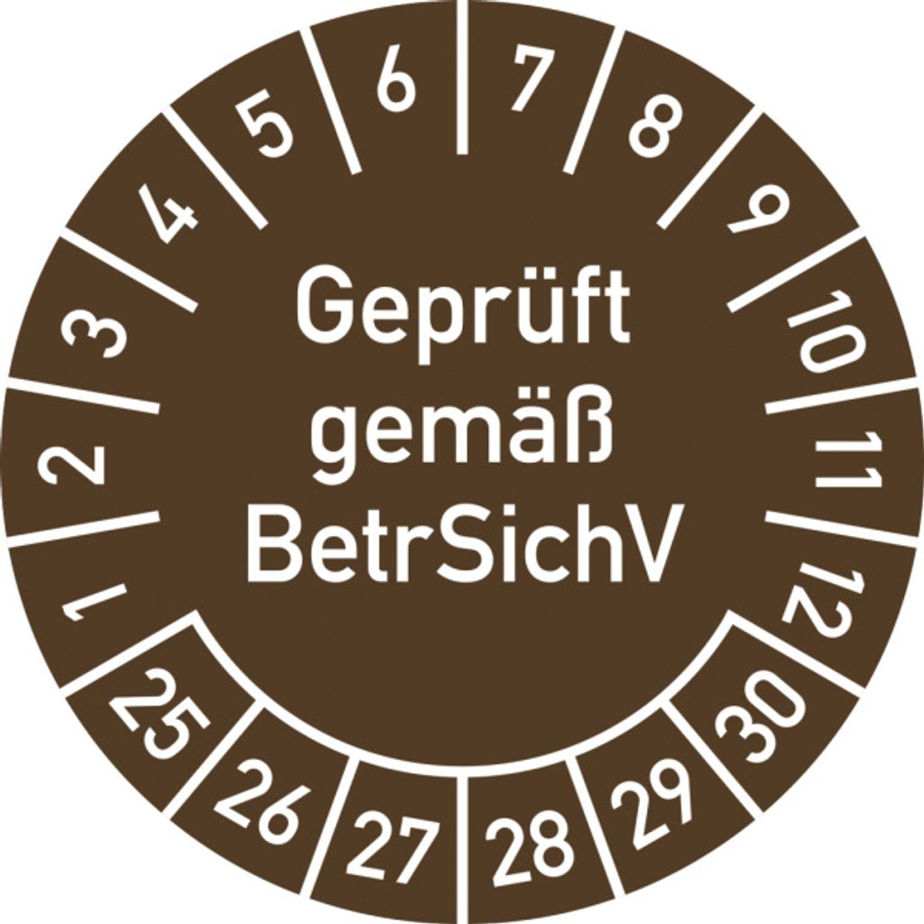 Dreifke Prüfplakette gemäß BetrSichV,2025-2030,Dokumentenfolie,Ø30 m...