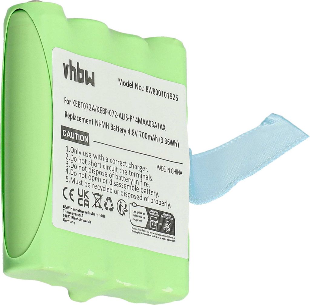 vhbw Akku kompatibel mit Midland G227, G226, G225, G223, GXT200, G300M, GXT250, G300 Funkgerät, Walkie Talkie (700 mAh, 4,8 V, NiMH)