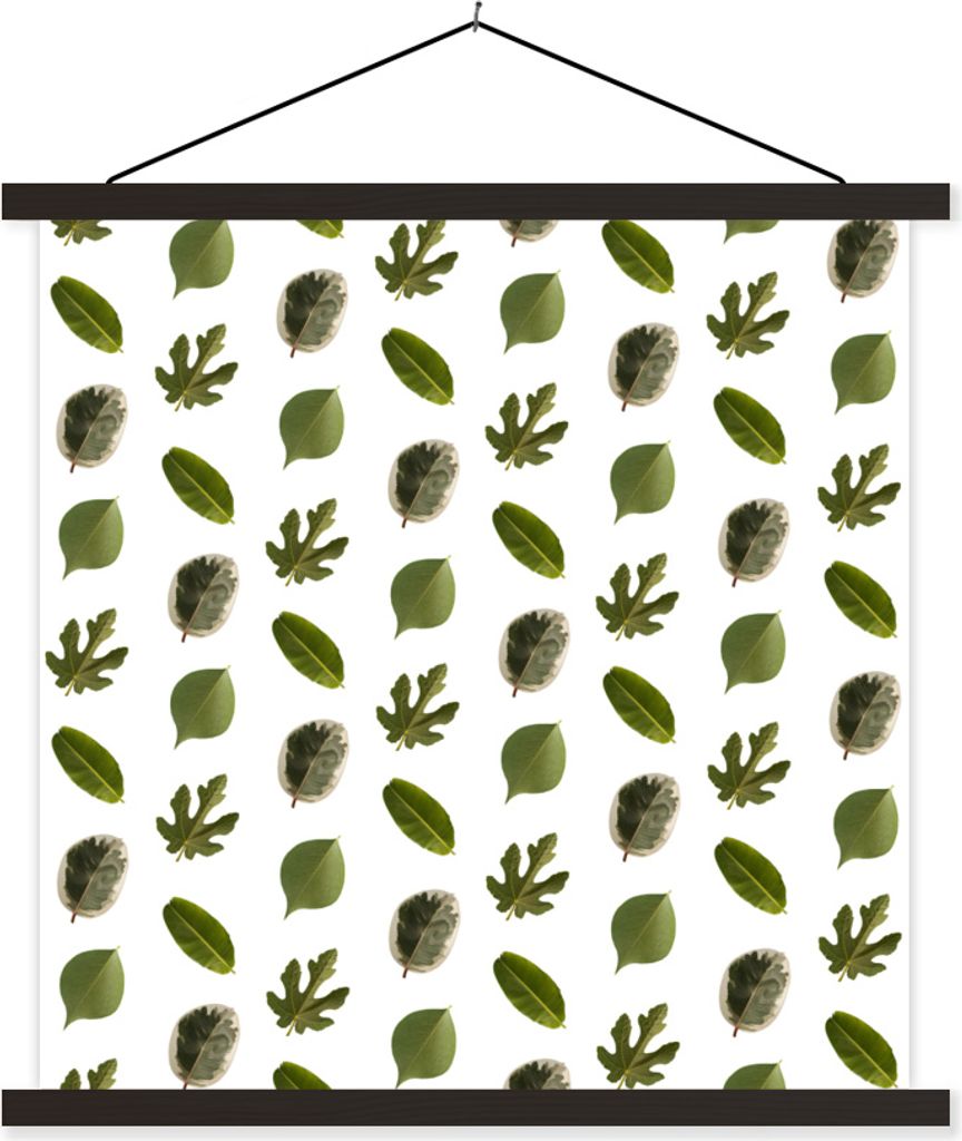 MuchoWow Textilposter Natur - Blätter - Muster 90x90 cm mit schwarzem Rahmen - Magnetisches